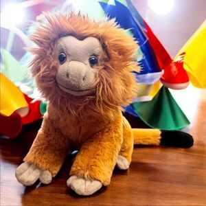 FAO Schwarz Golden Lion Tamarin Monkey Realistic Plush Stuffed Animal Papers NWT